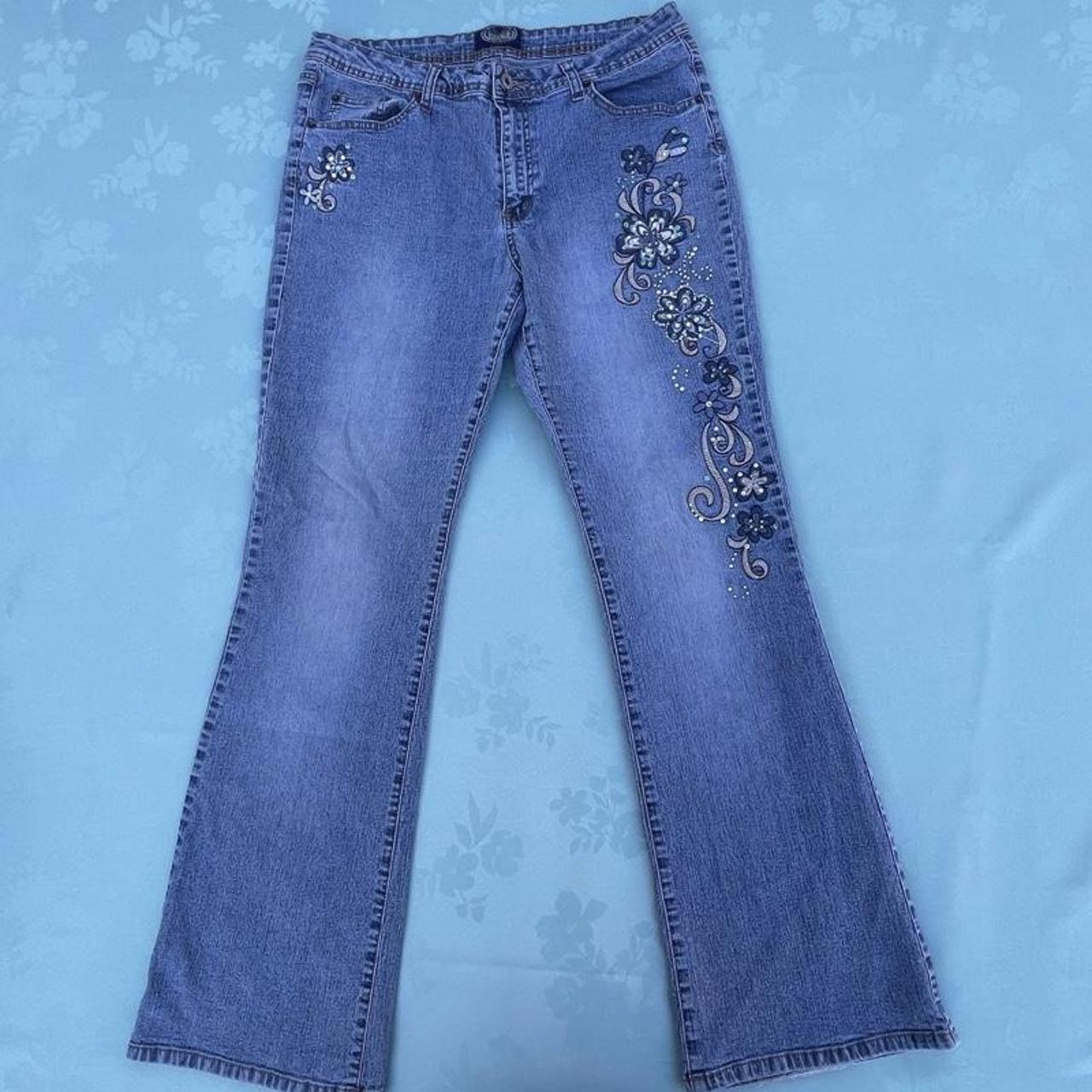 Embroidered Bootcut Jeans Womans Size 14 Best Fit Depop