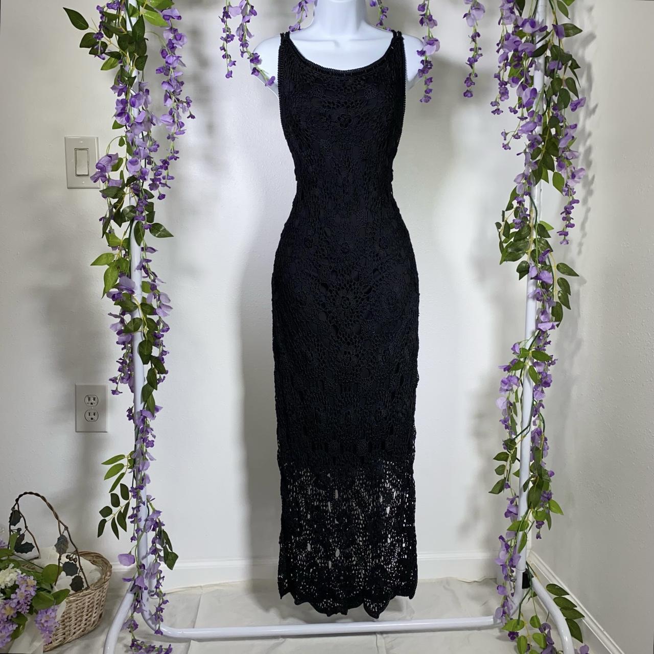 Black crochet outlet beaded dress