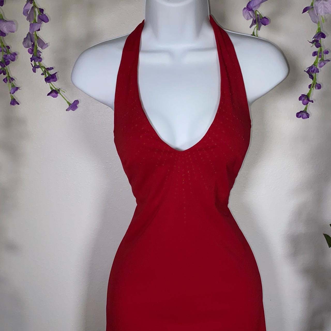 Y2k red halter prom dress Stunning red color ️... - Depop