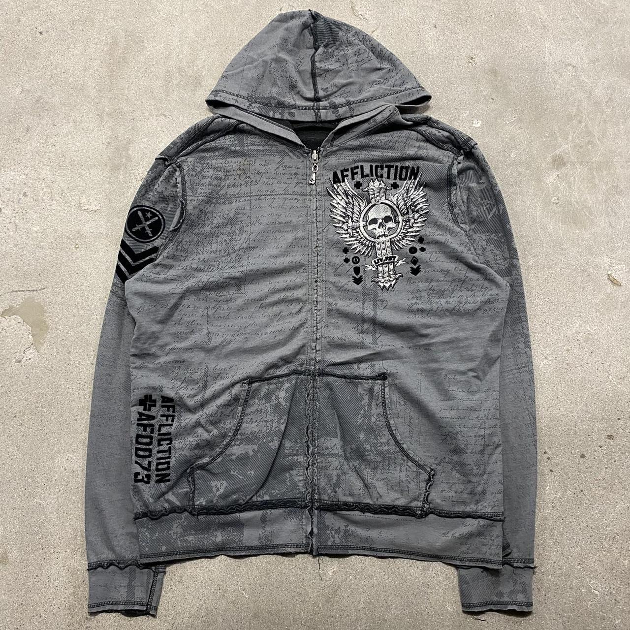 Affliction Reversable Zip up Hoodie top