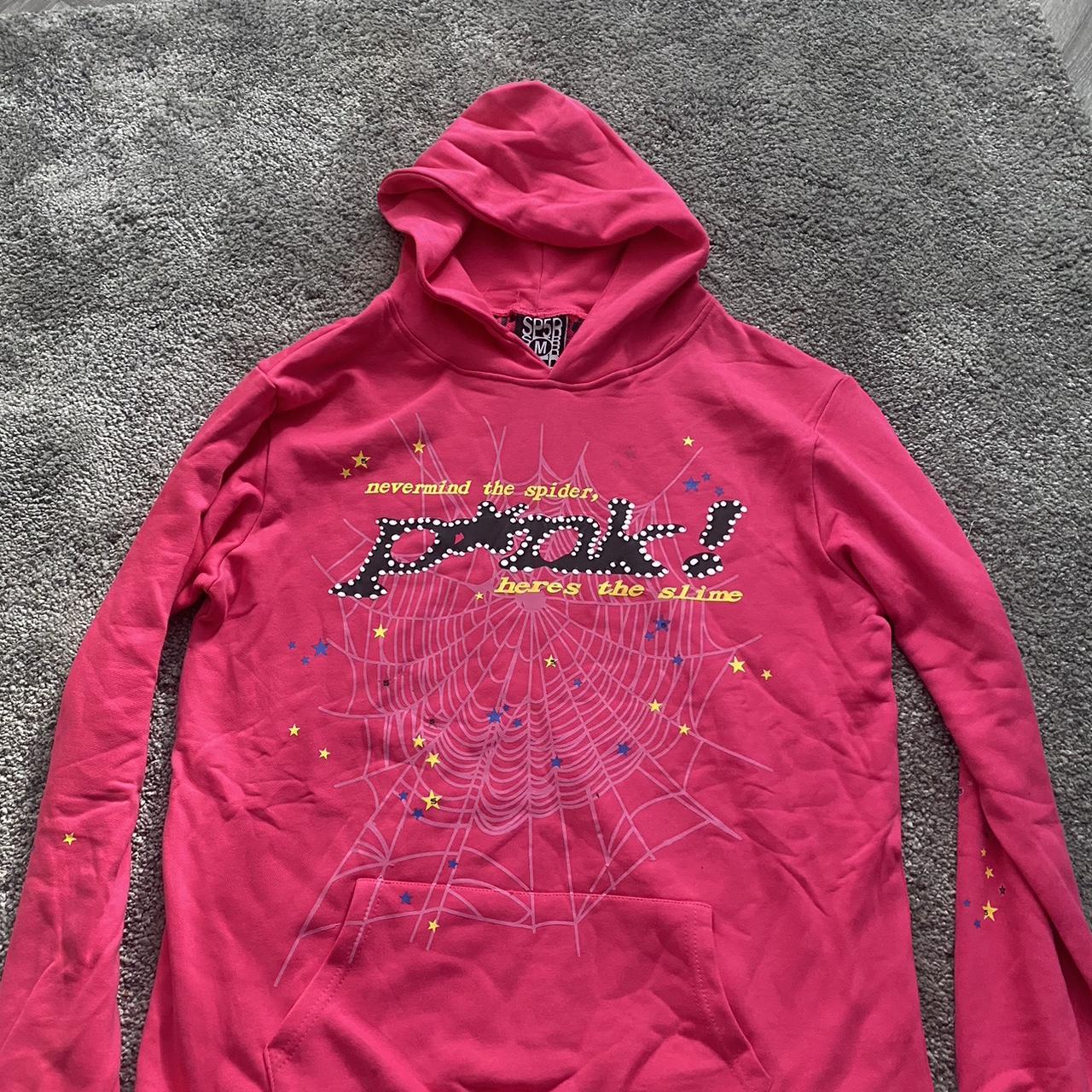 Pink sp5der hoodie Brilliant for winter Size M... - Depop