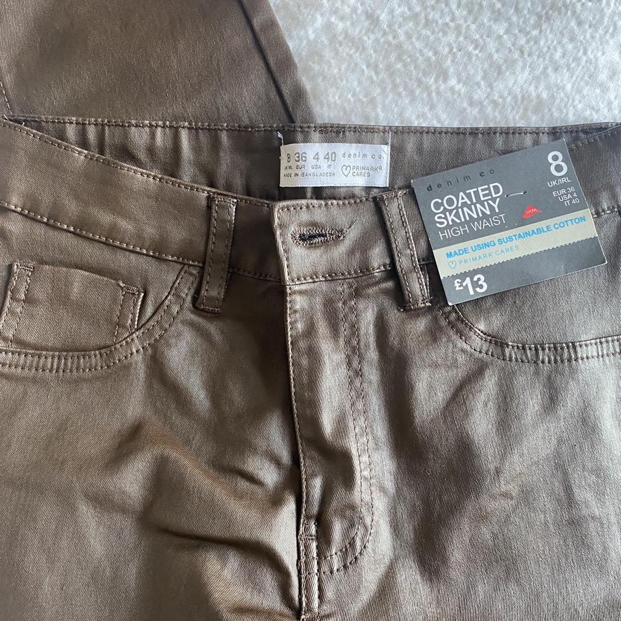 Primark brown chocolate high waisted faux leather /... - Depop