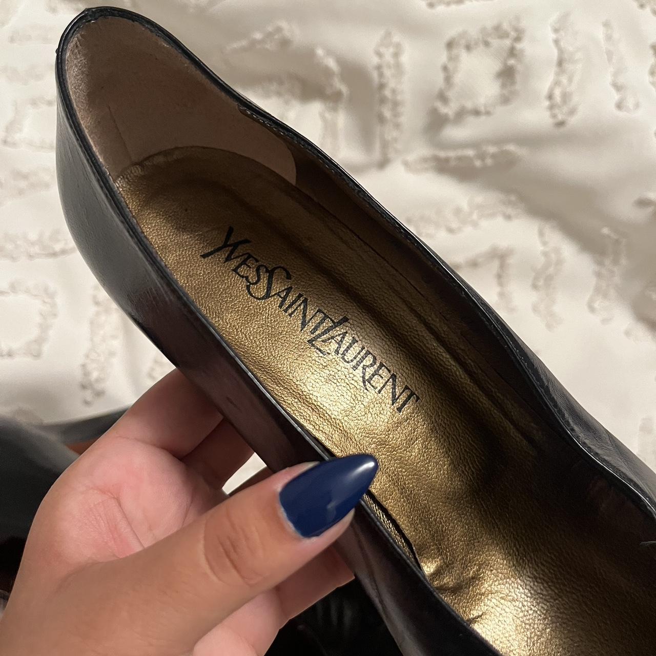 Vintage YSL kitten heels Dark navy blue made with... - Depop