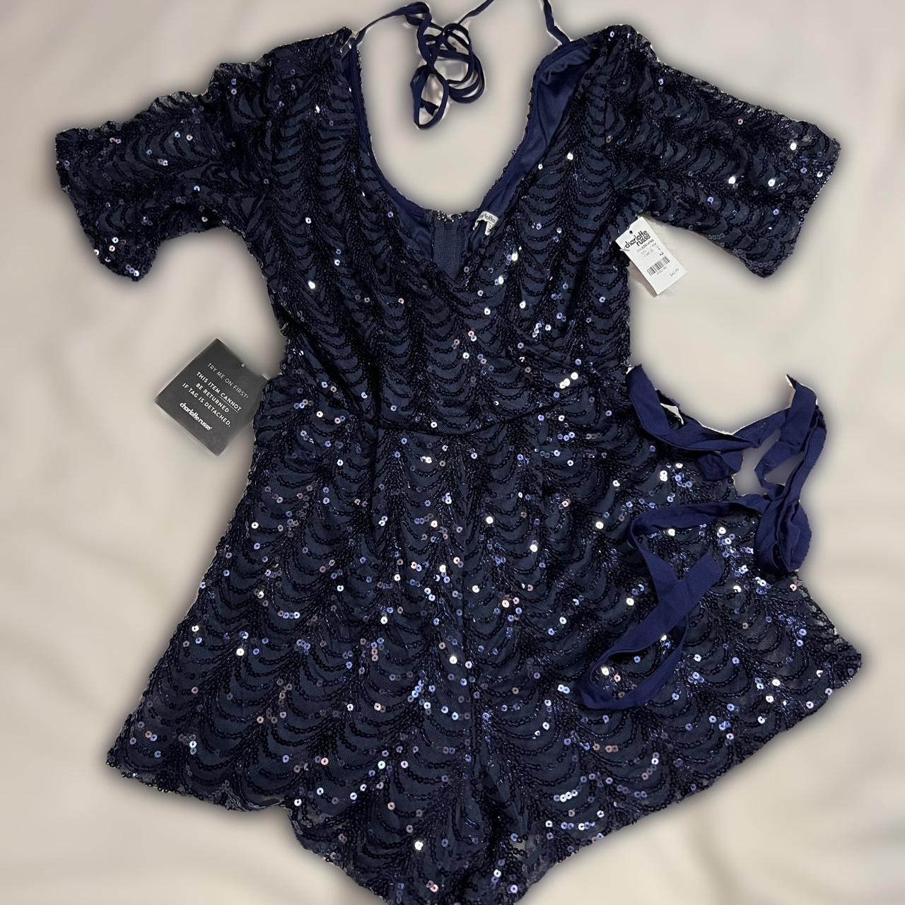 Charlotte Russe Women's Navy Playsuit-romper | Depop