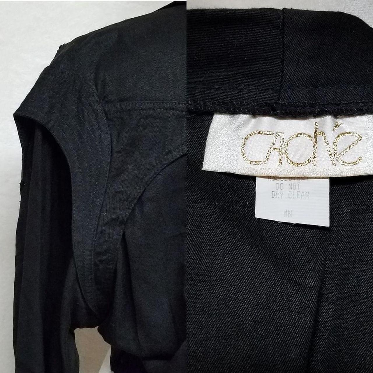 Vintage Cache Gold Label Black top Cropped Leather Sequin Batwing Eclectic Jacket