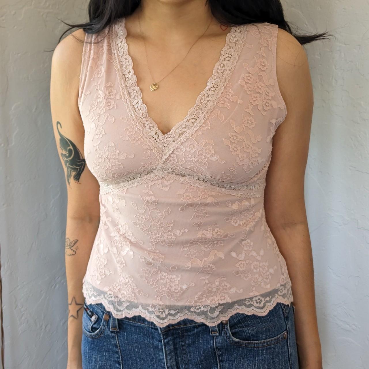 Lacy Pink Babydoll Tank Top 🪷🍑🪷🍑🪷 Such a sweet top!... Depop