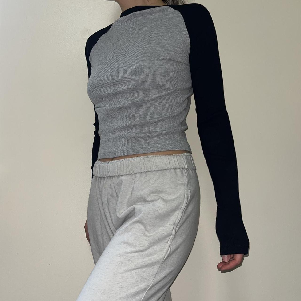 black n grey brandy melville long sleeve baseball... Depop