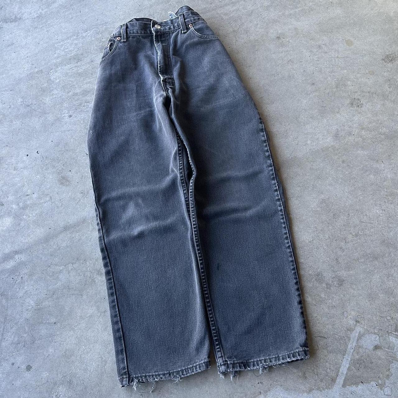 y2k grunge baggy skate black jeans size... - Depop