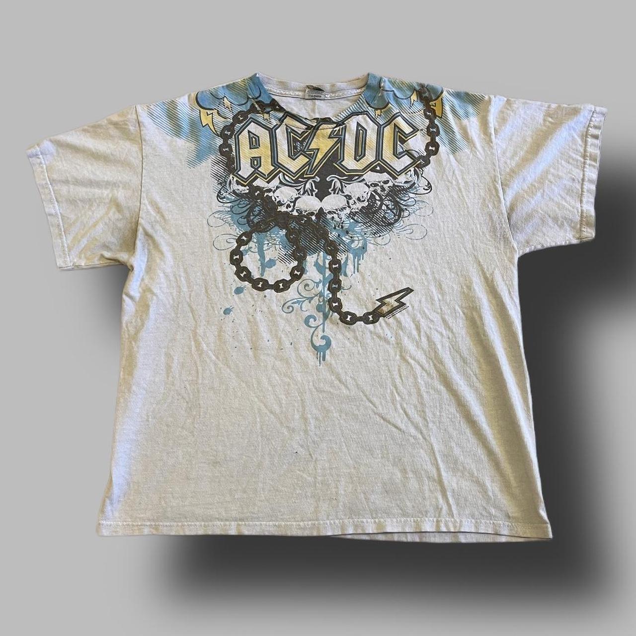 Y2k Style ACDC Shirt White •Size Large true to... - Depop