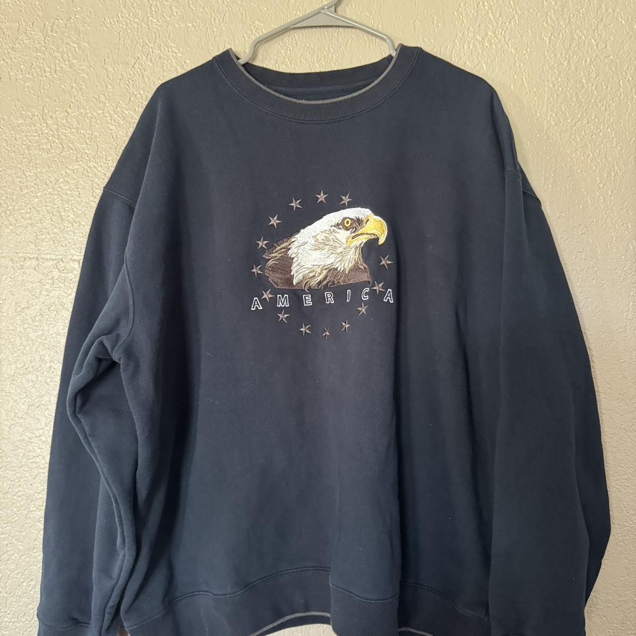 Vintage crewneck sweatshirt with bear raking leaves - Depop