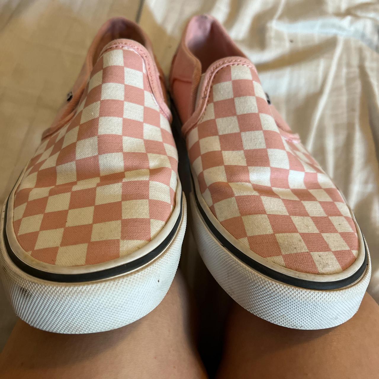 Pink and brown checkered vans online