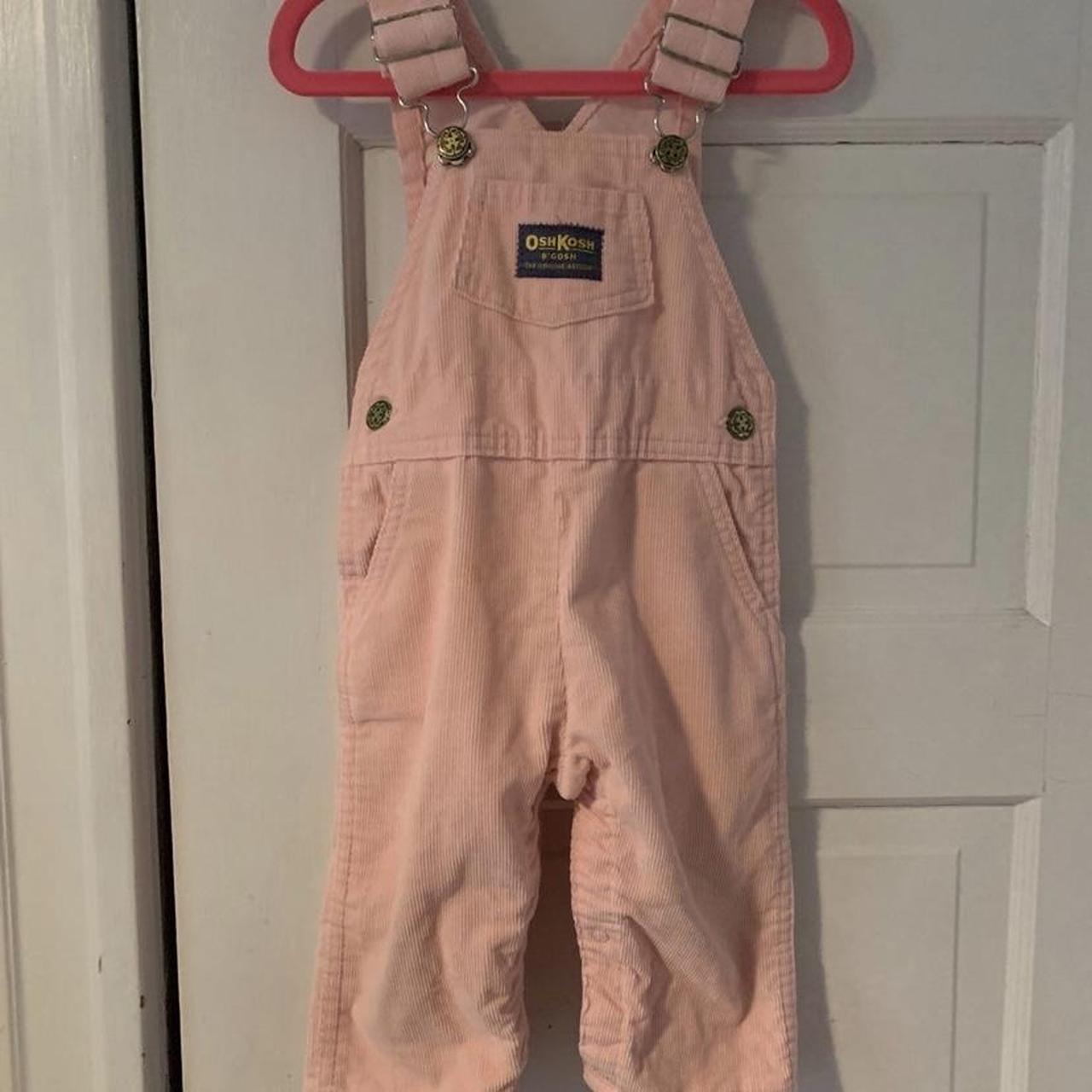 Vintage Oshkosh Pink corduroy overalls Size 24... - Depop