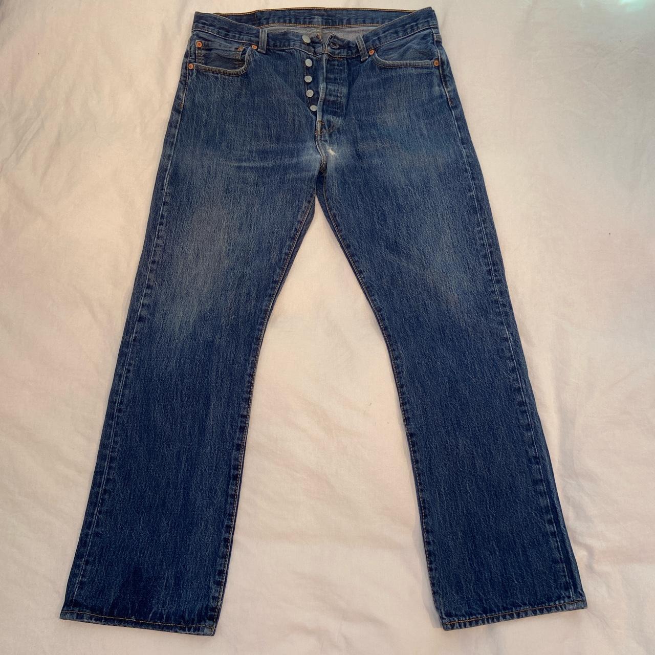 These are a beautifully worn pair of Lev’s 501 denim... - Depop