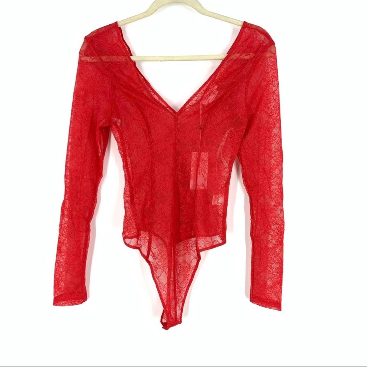 Lovers + Friends Pearson Bodysuit Red Lace Women’s Size Large top NEW