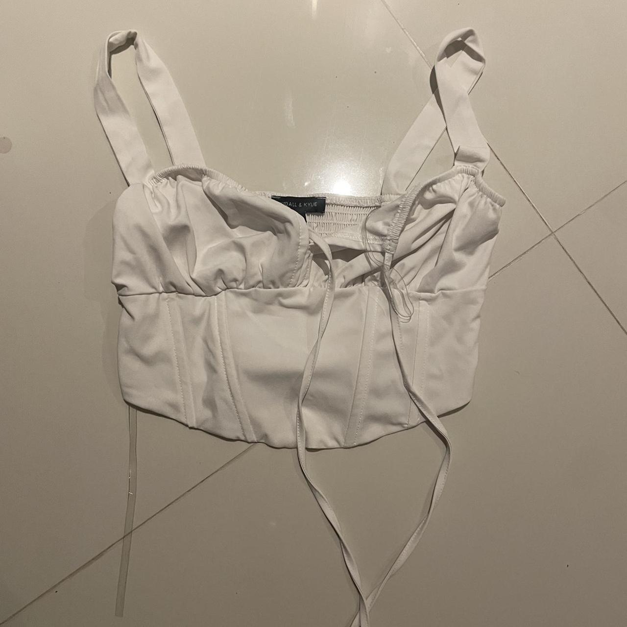 white corset top ⭐️fits well ⭐️has two strings that... - Depop