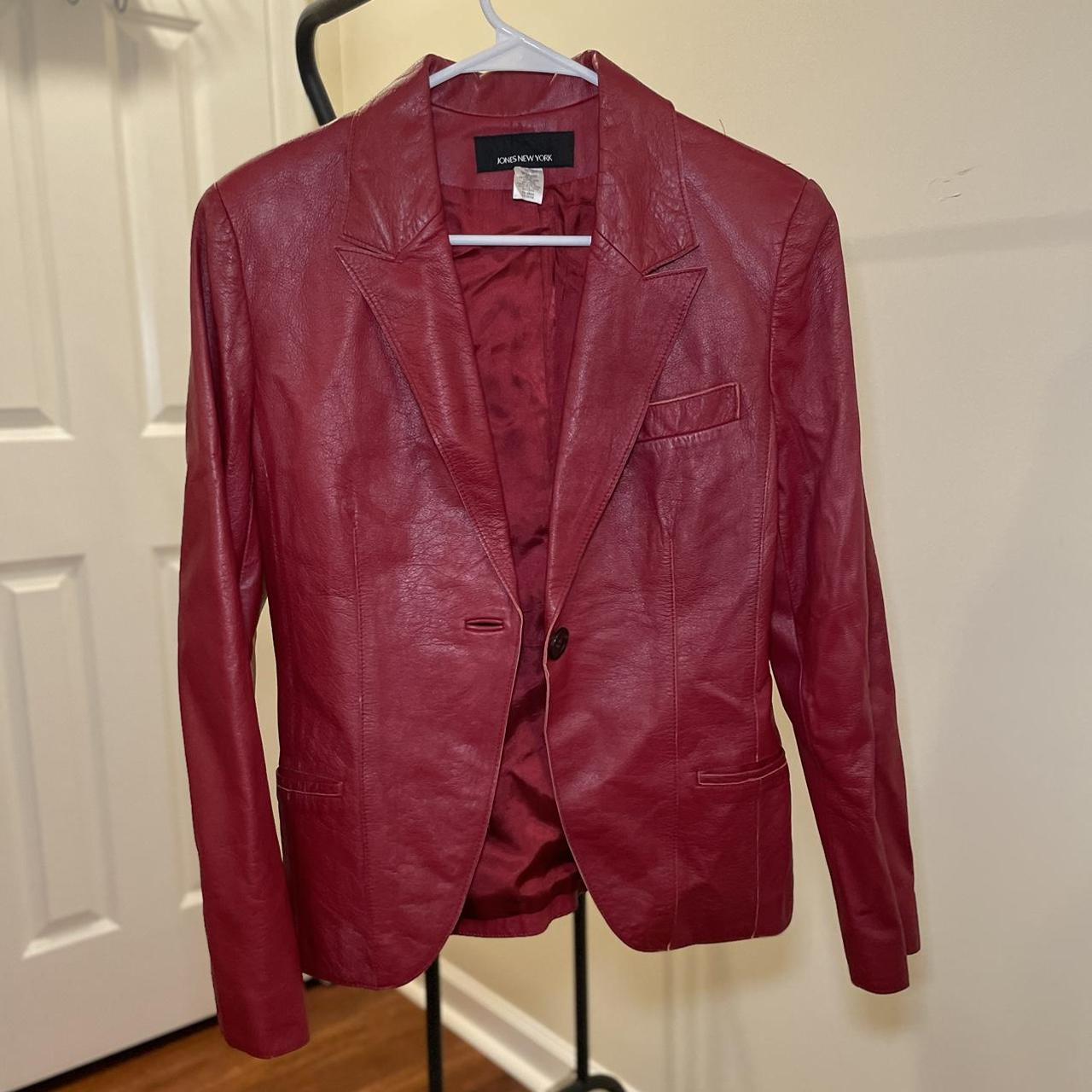 JONES NEW YORK RED LEATHER JACKET - genuine leather... - Depop
