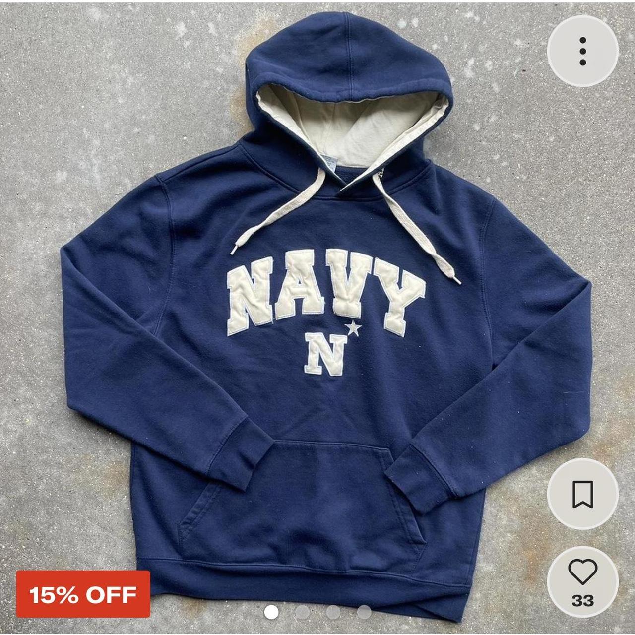 00s vintage navy naval academy hoodie. size large... - Depop