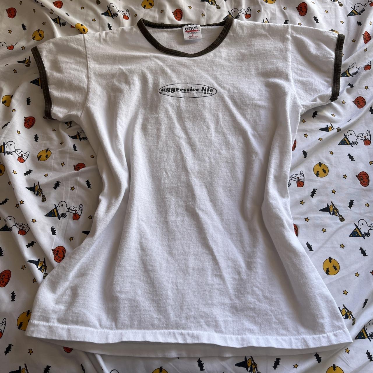 🤍vintage white ringer baby tee -super cute ringer... - Depop