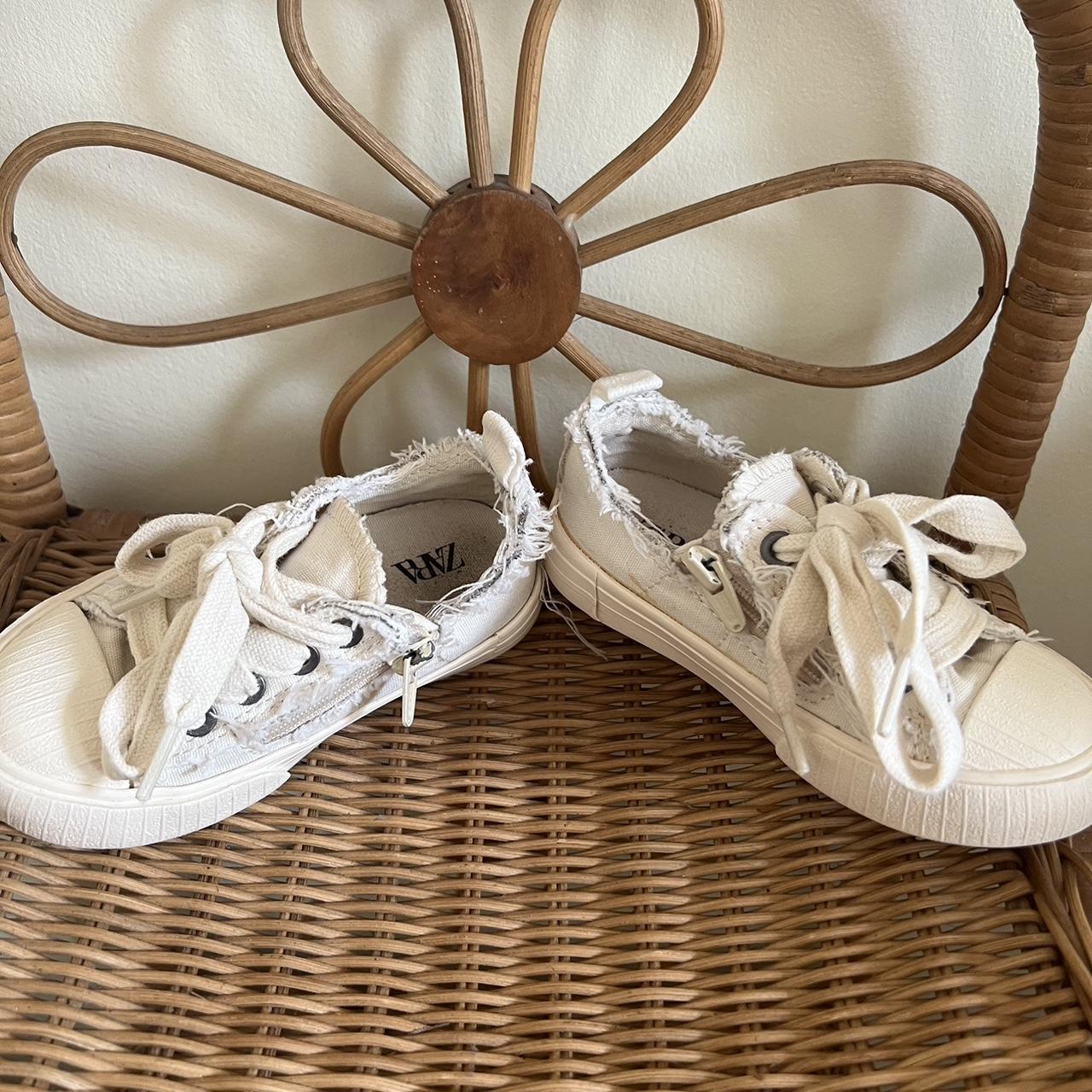 Zara toddler shoes Little girls cream side zip... Depop