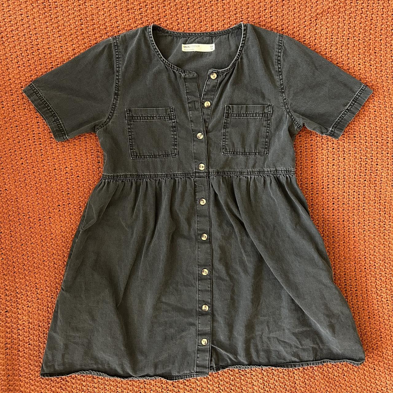 super adorable black/grey denim dress sizing:... - Depop