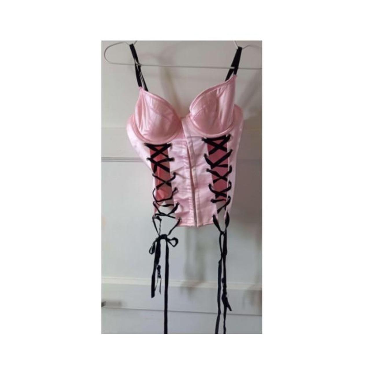pink lace up corset top very Victoria's... Depop
