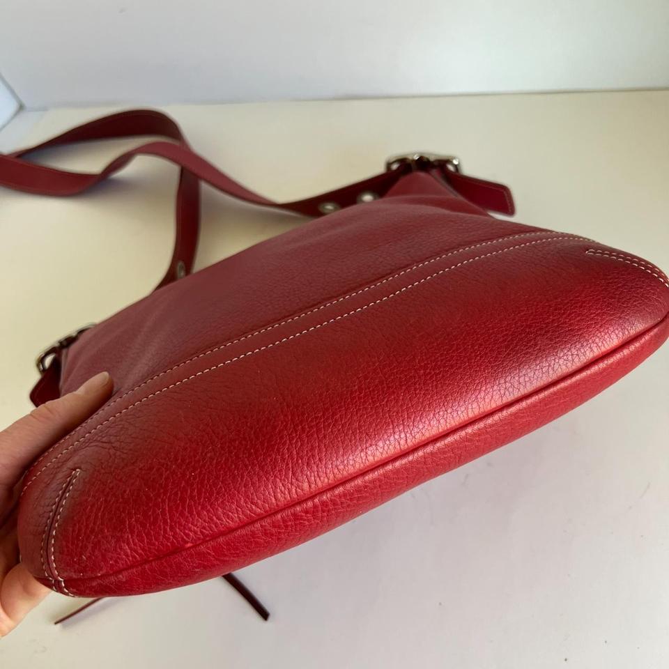 Red Guess Luxe bag, red with gold studs and tassel, - Depop