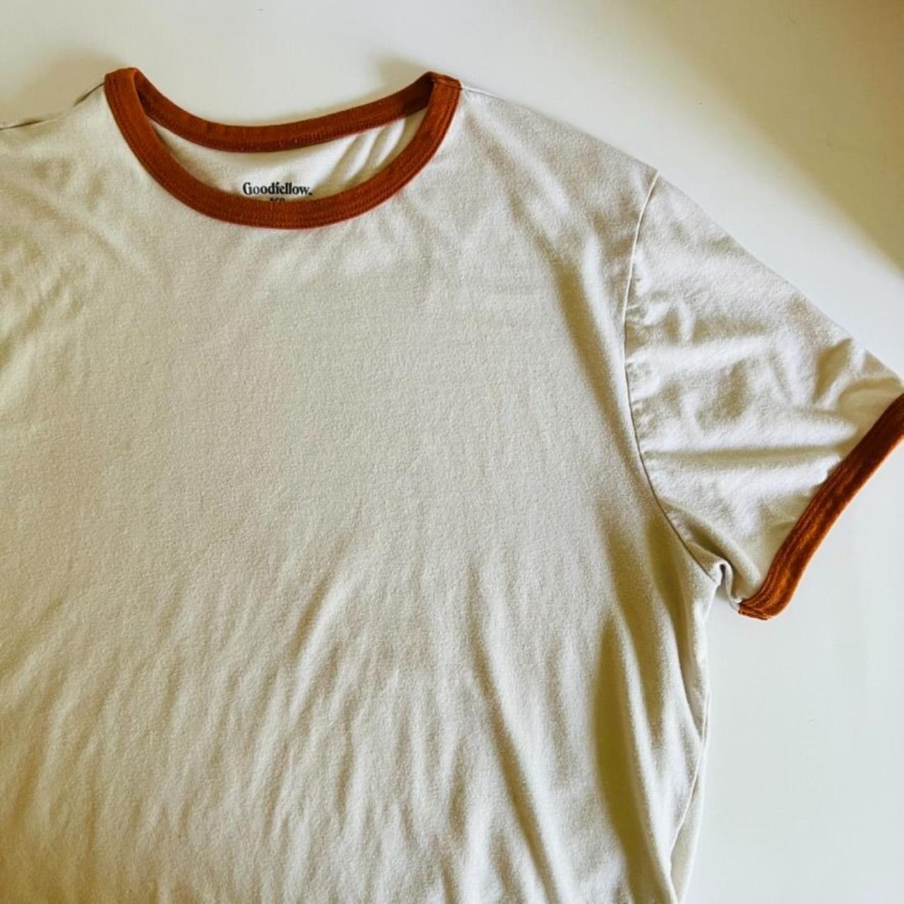 Goodfellow & Co. Women's Orange and Cream Tshirt Depop