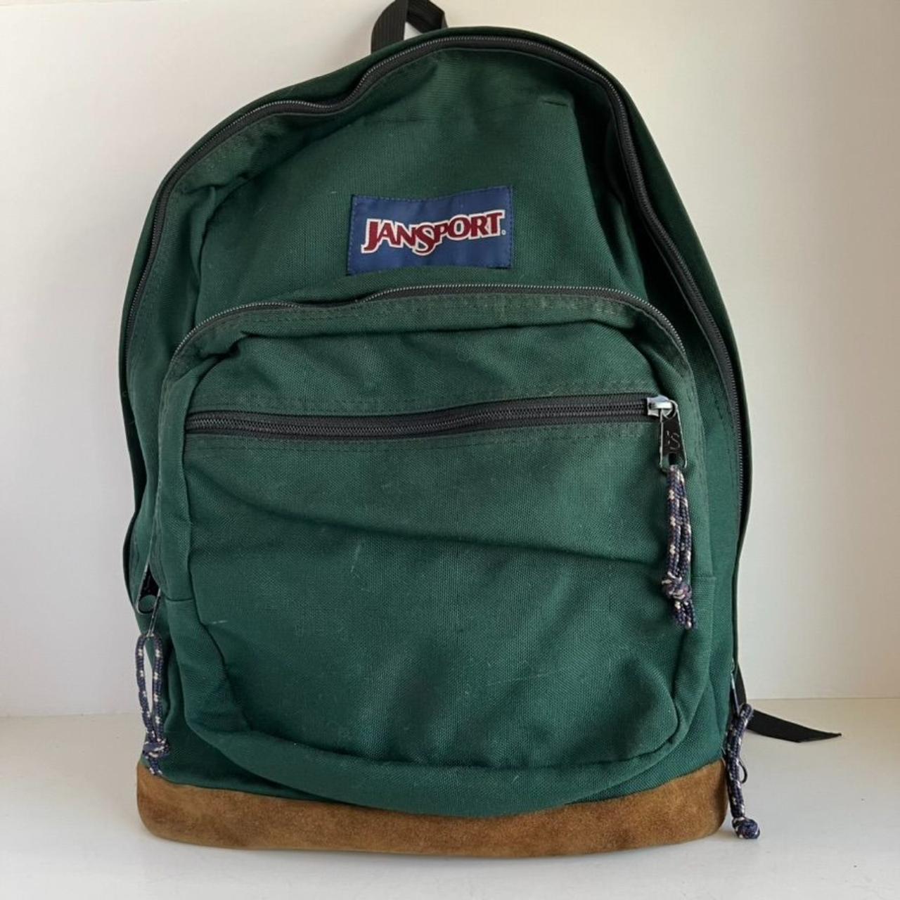 Vintage 90s Jansport Green Canvas Distressed Genuine... - Depop