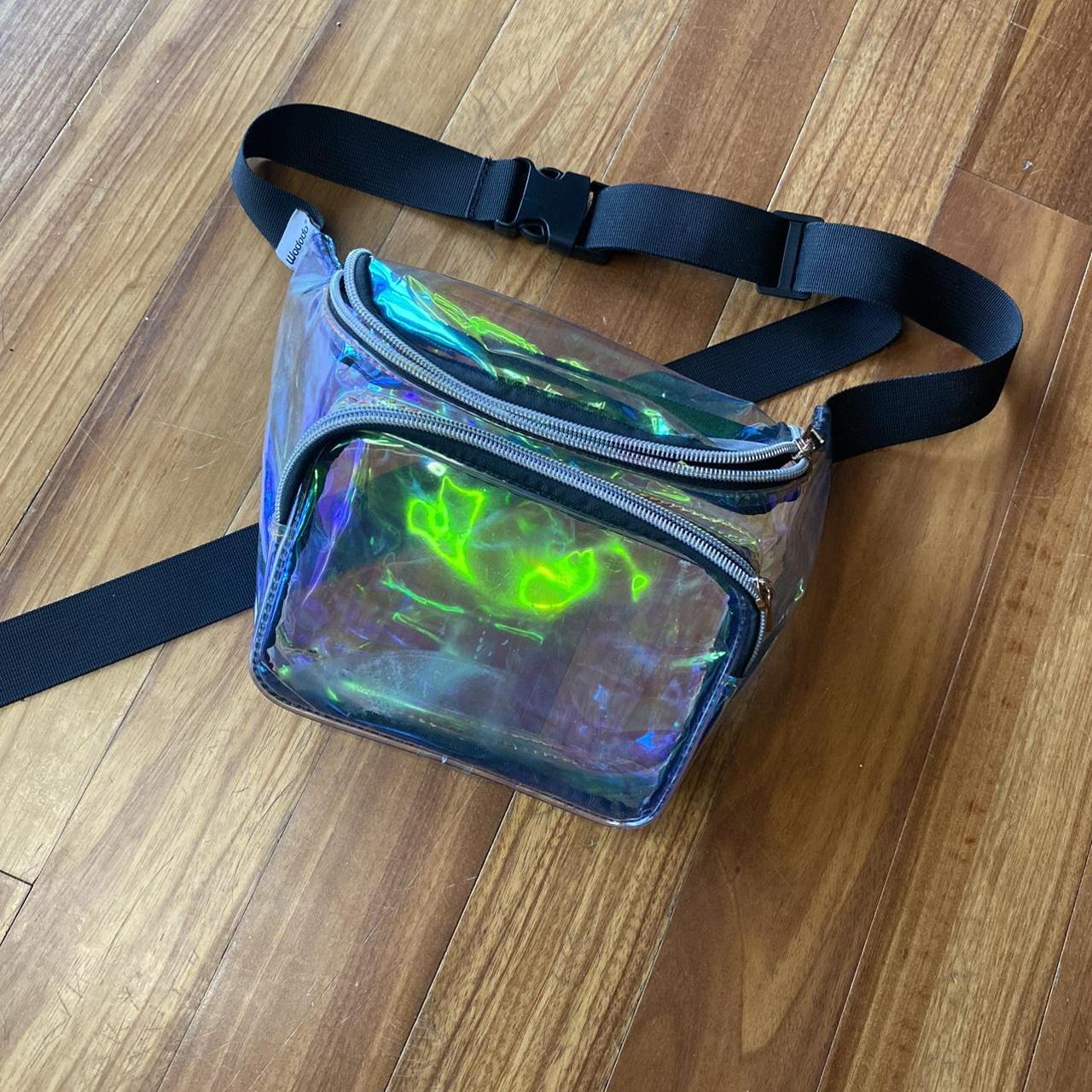 Holographic rave Fanny pack Stain on front shown... - Depop