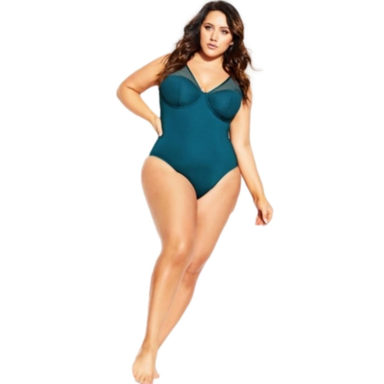 City Chic Ithaca Underwire 1 Piece Bathing Teal Blue