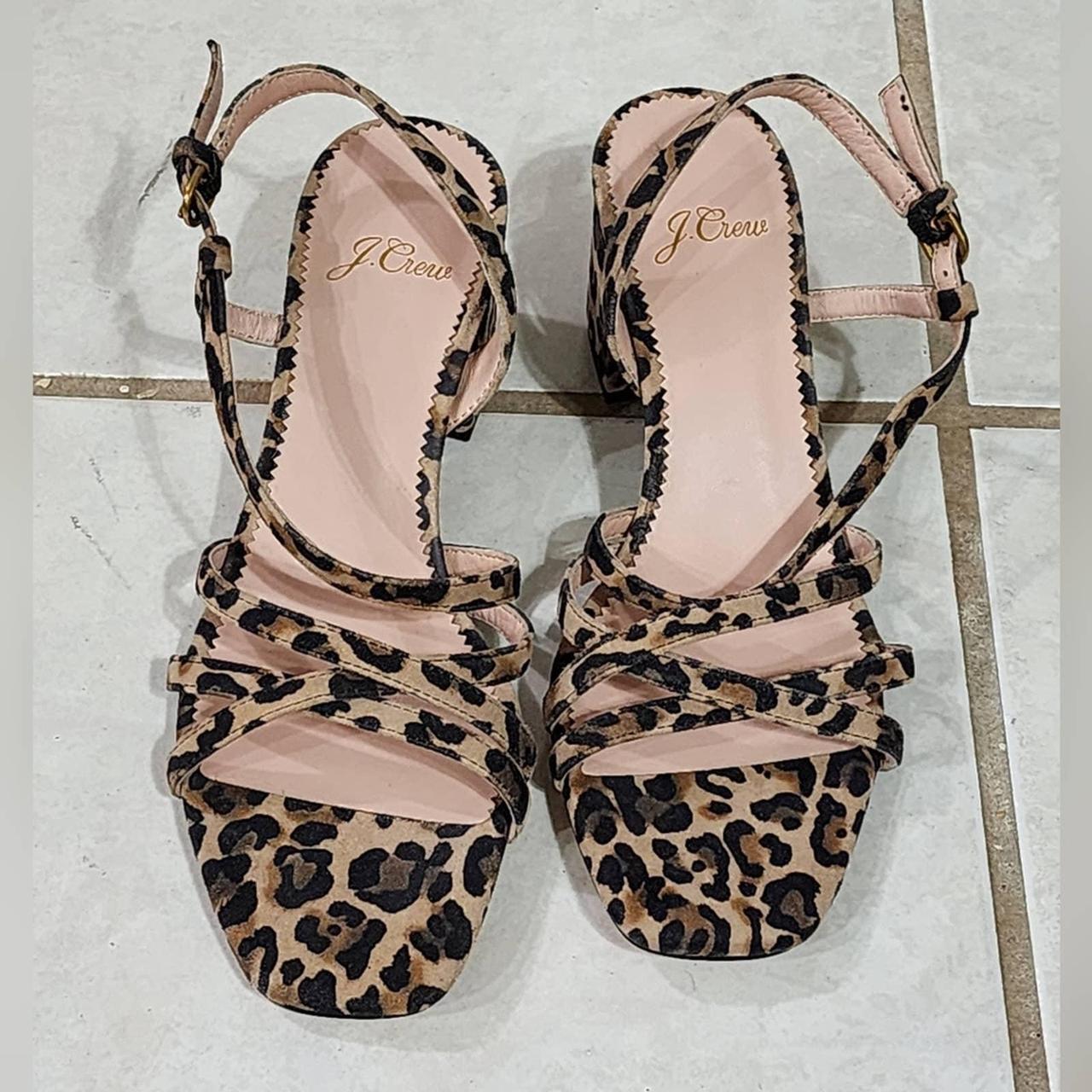 J. Crew Odette leopard print block heel leather Depop