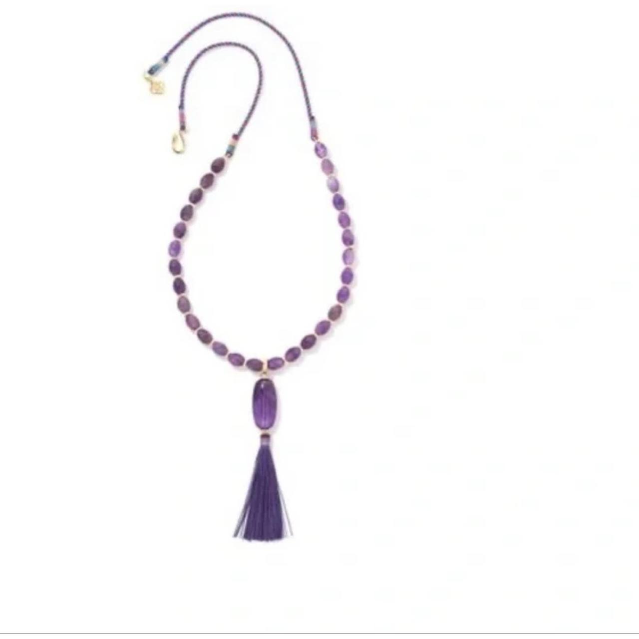 New Kendra Scott Rayne Long Pendant Silver Necklace in Purple Mica | eBay