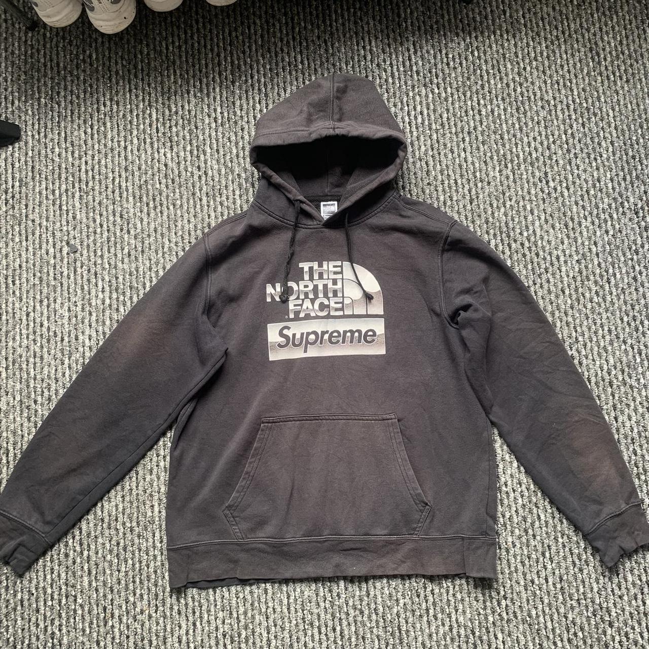 The North Face x Supreme Chrome collab hoodie Size. Depop