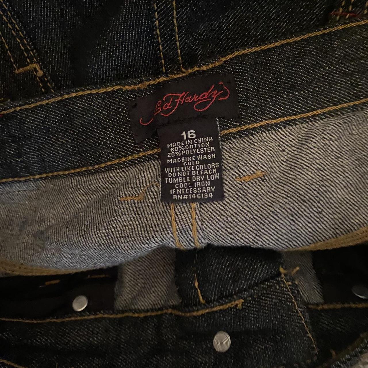 vintage y2k ed hardy jeans size 30” waist nice baggy... - Depop