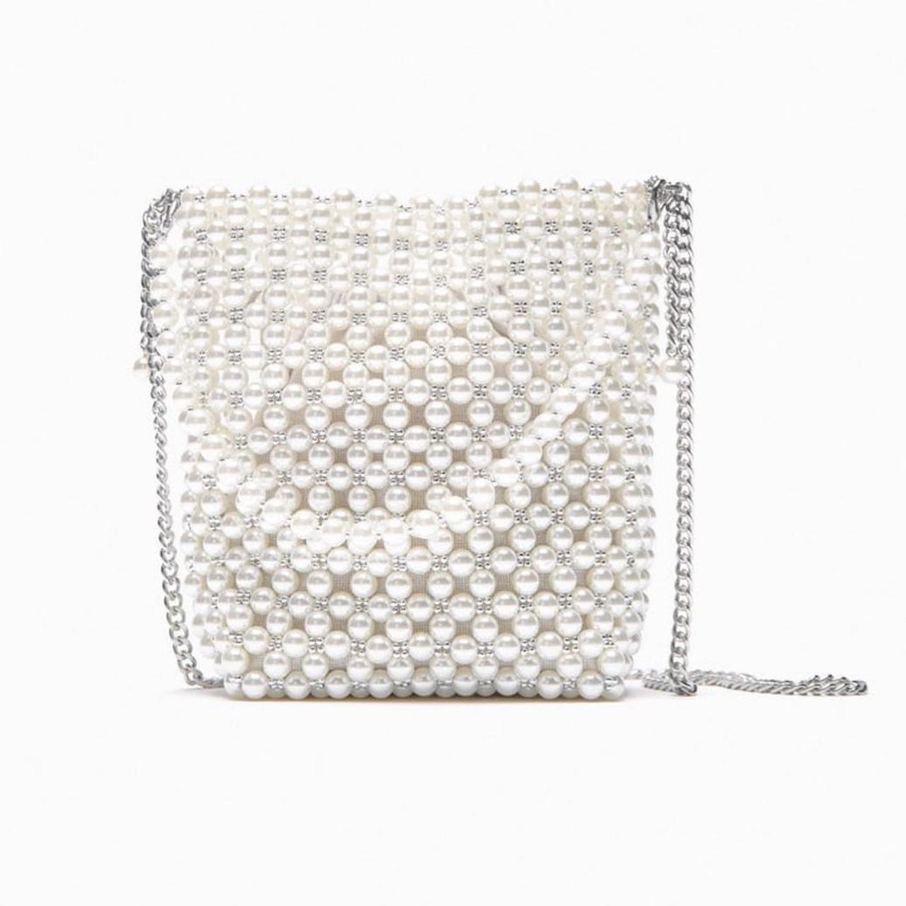Zara pearl bucket bag Used once brand new with out... Depop