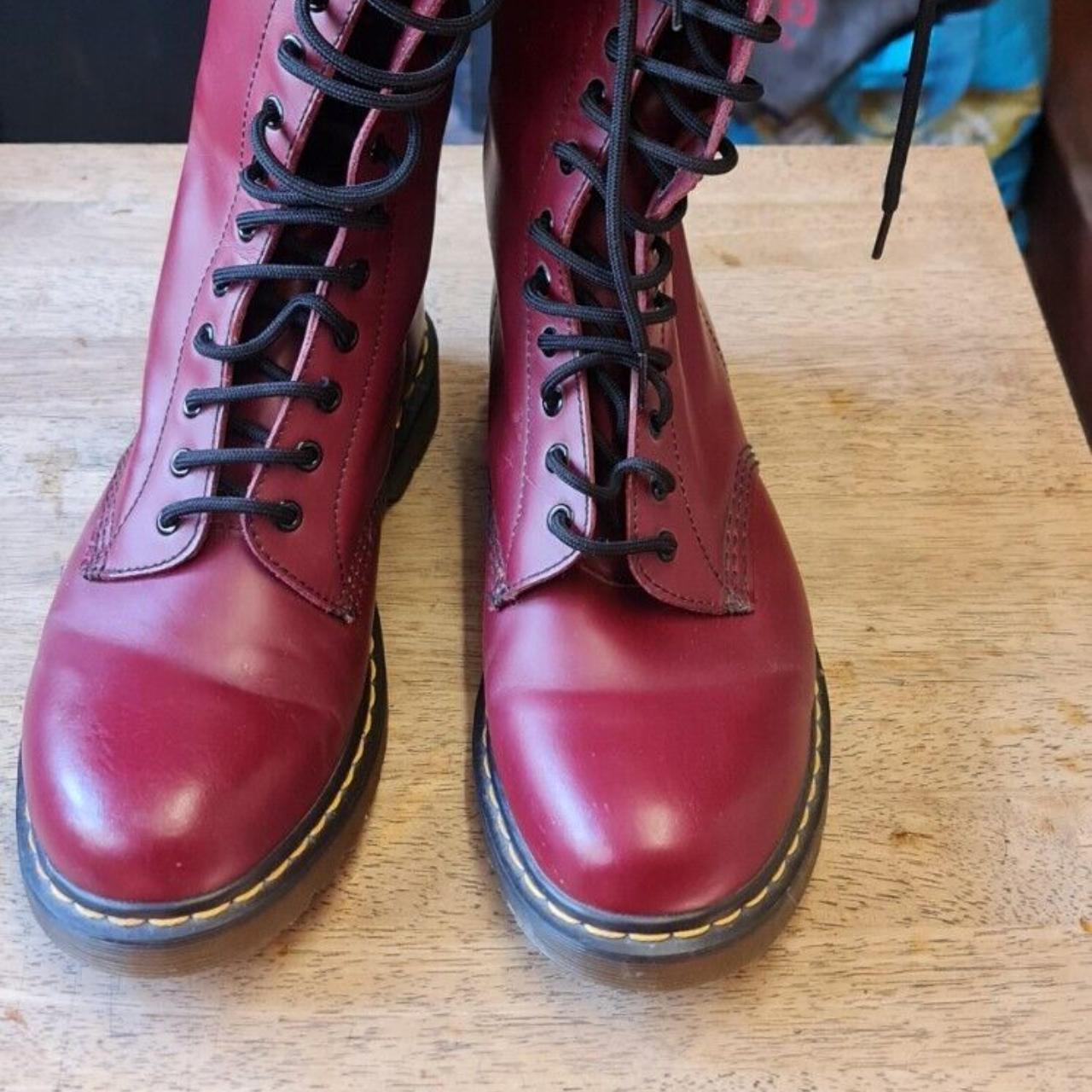 Vintage cherry red 14 Hole dr martens size... - Depop