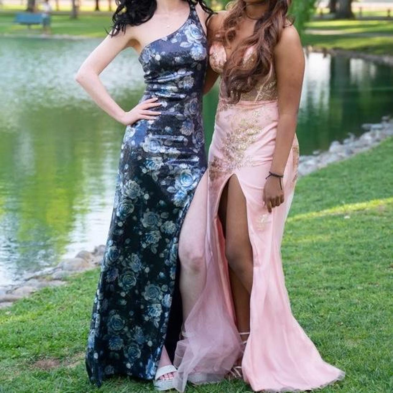 Windsor Women's Navy and Silver Dress Depop