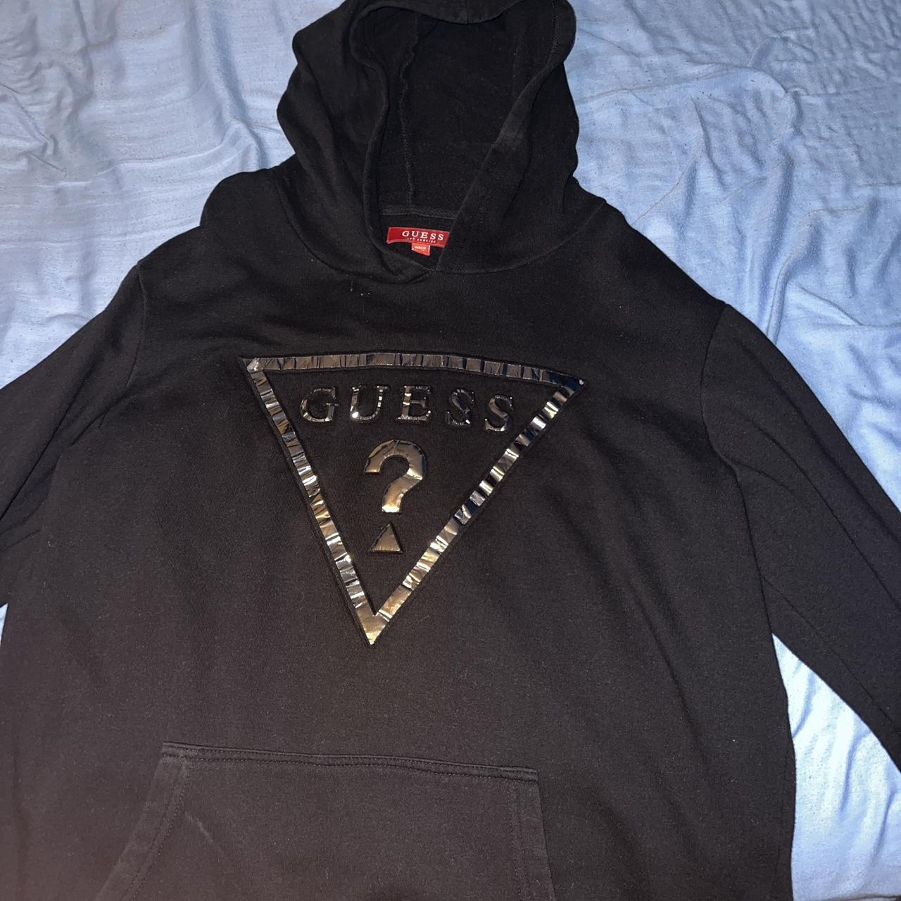 Black Guess Hoodie Men’s XL (Fits Like Medium/Large)... - Depop