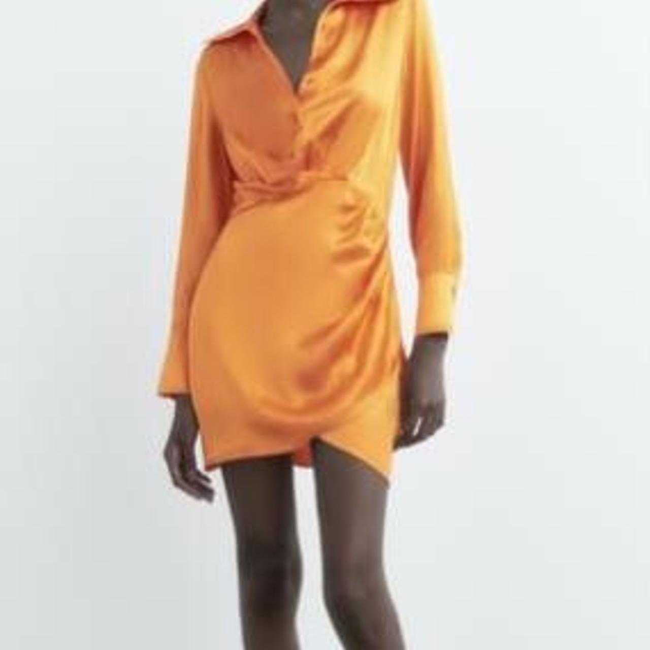 Zara orange satinlook mini dress zara minidress... Depop