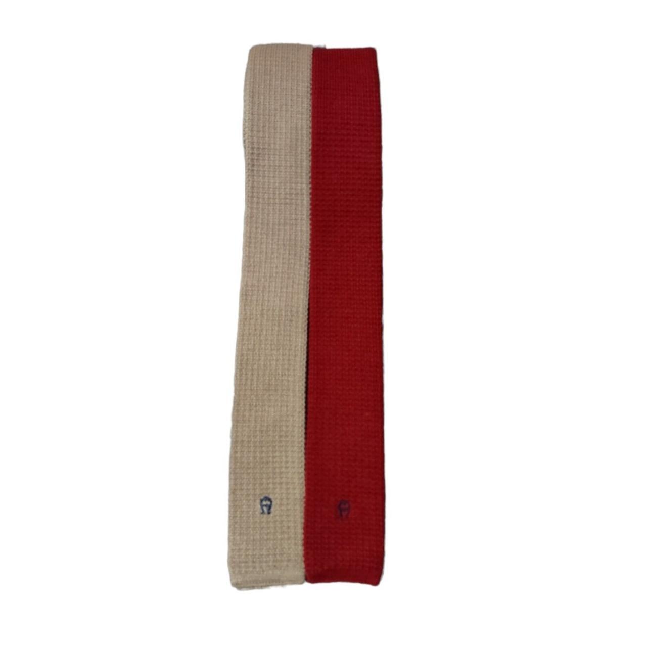 2 Vintage Etienne Aigner Knit Cotton Skinny Tie Red Depop