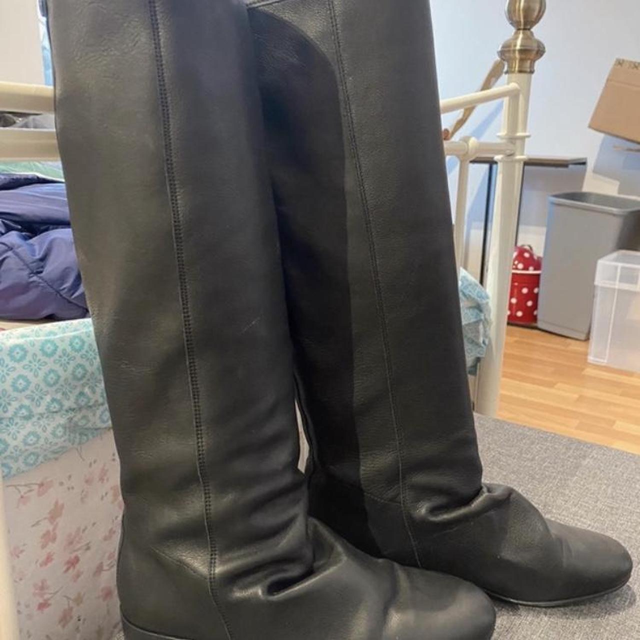 Long Leather Slouch Boot - Depop