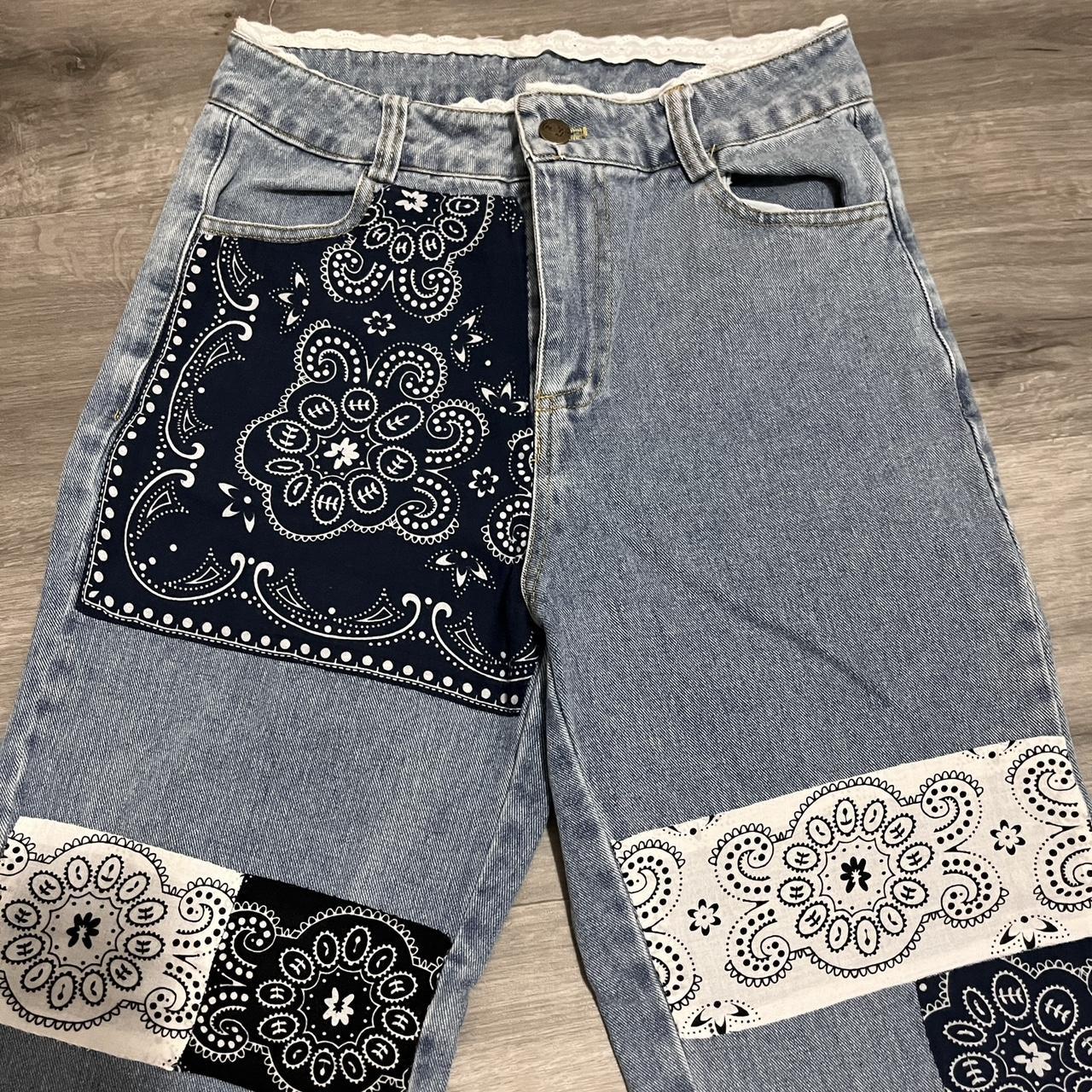 BANDANA top PATCHWORK JEANS SHORTS