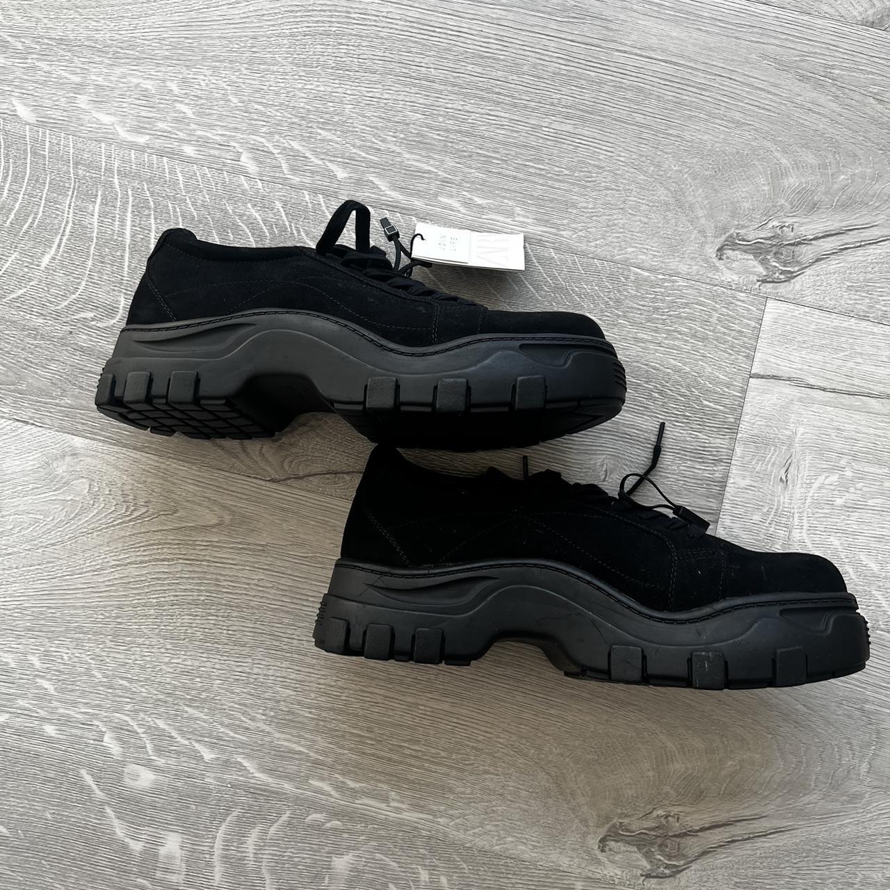 Zara black chunky monochromatic sneakers Size... Depop