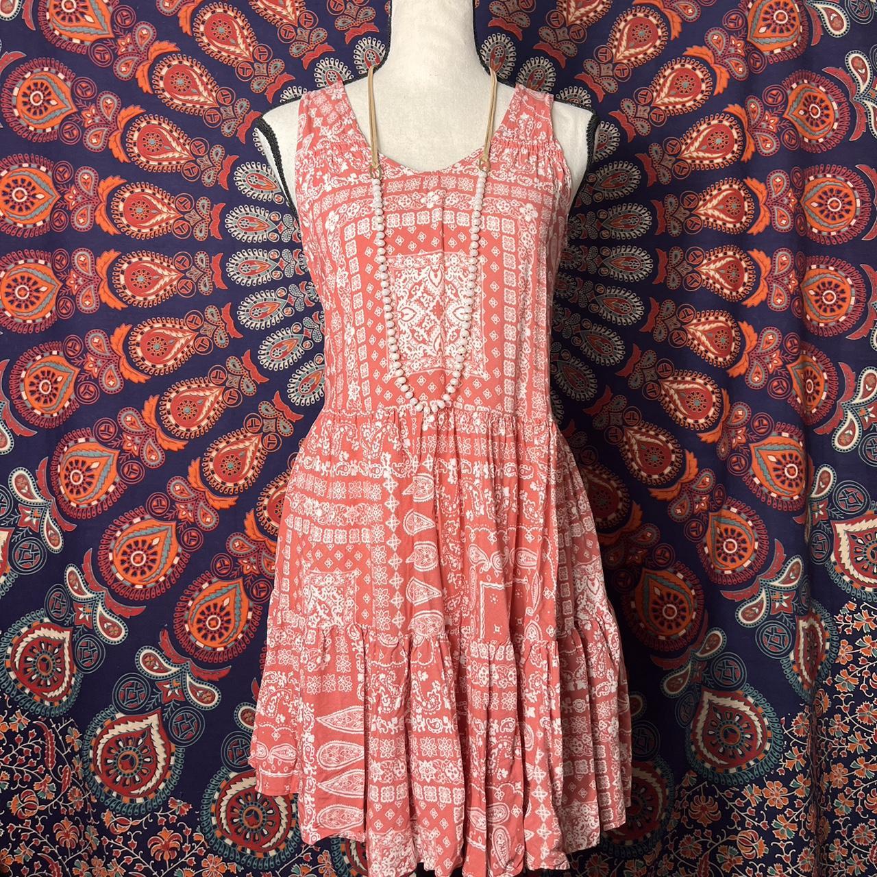 Belk Women's Pink and White Dress Depop