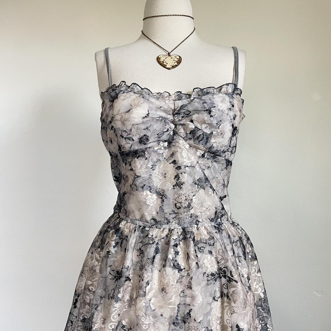 Zara Grunge Lace Babydoll Dress Details Blue white... Depop