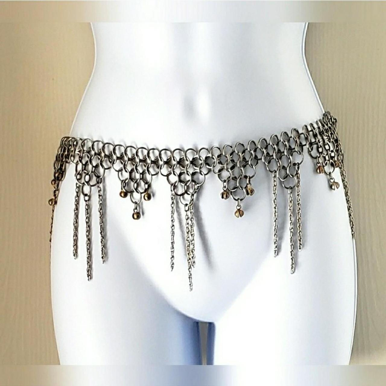 Ren Fair Medieval Silver Chainmail Belly Dancer Gold... - Depop