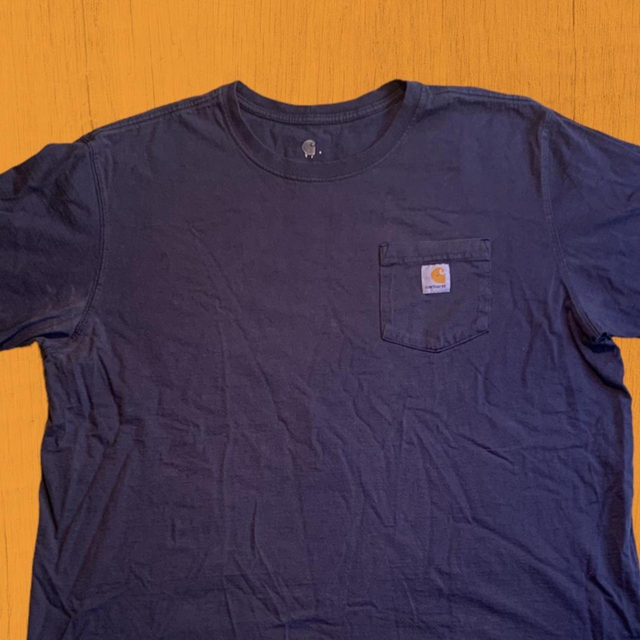 Vintage 2000s Carhartt Navy Blue Pocket T-Shirt... - Depop