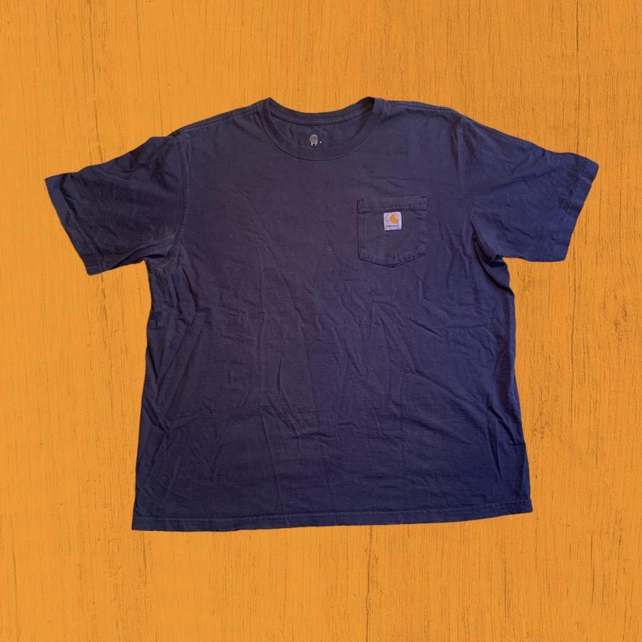 Vintage 2000s Carhartt Navy Blue Pocket T-Shirt... - Depop