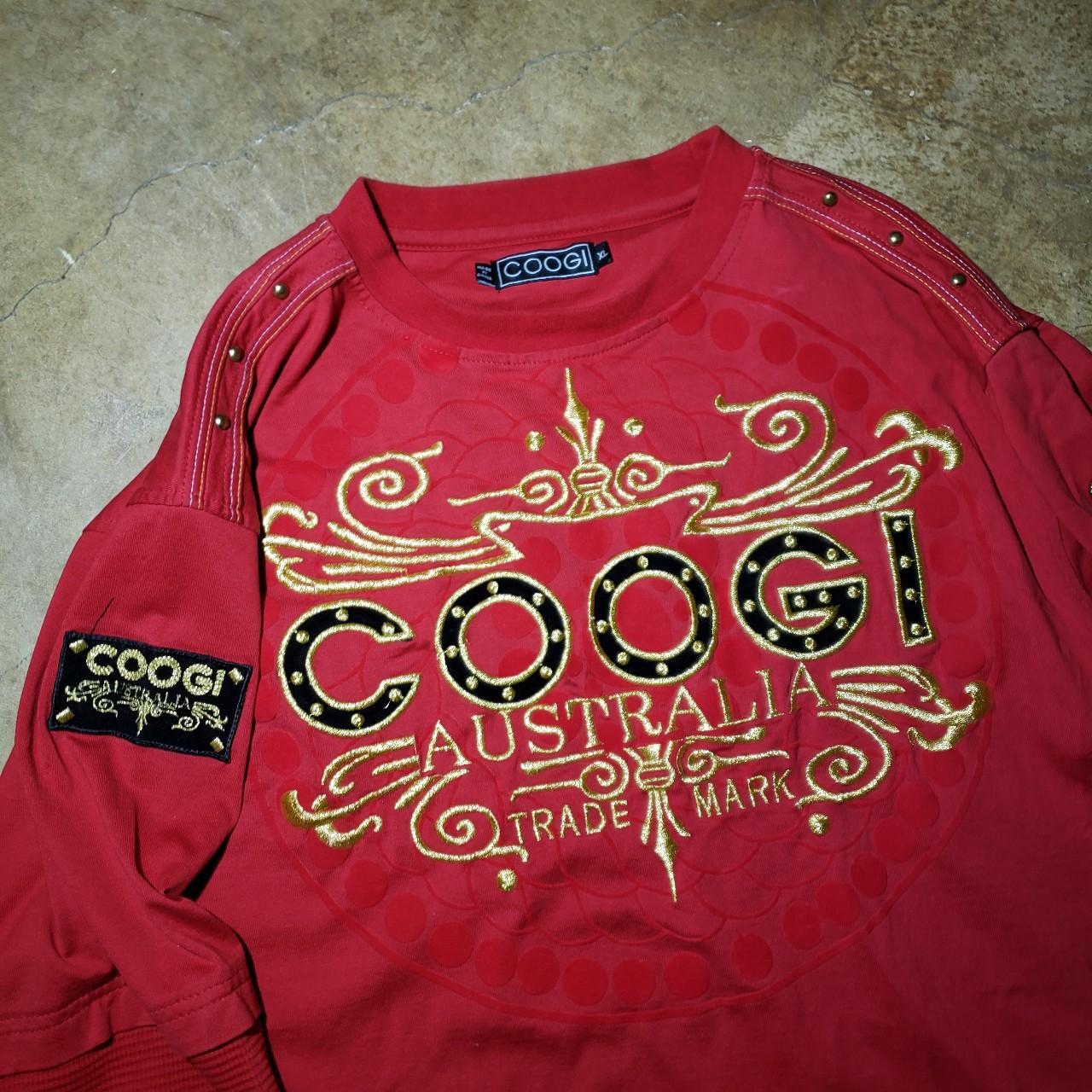 Red and gold Coogi Australia y2k t shirt Size xl - Depop