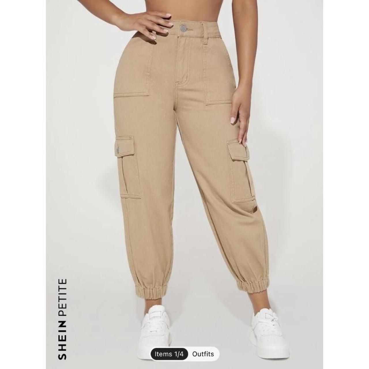 SHEIN Women's Cream and Tan Joggers-tracksuits | Depop